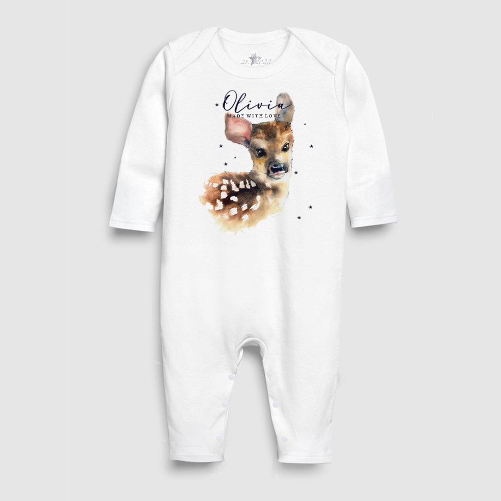 Babyhug Cotton Full Sleeves Sleepsuit Deer & Dot Print- Pink